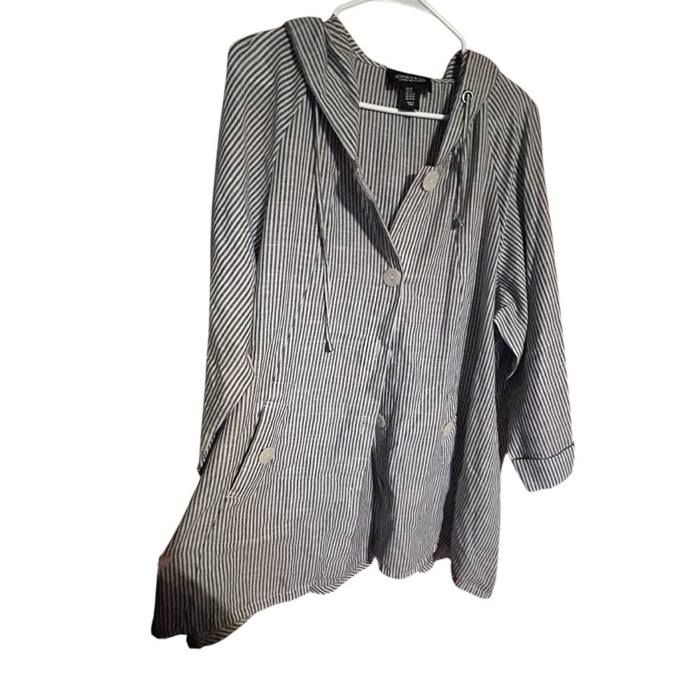 Jones New York Black and White Striped Hoodie